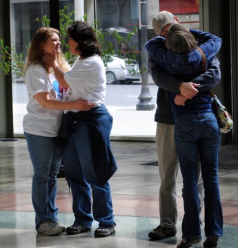 Couples kiss at River Park Square to show support for gay marriage/Tracy Simmons 