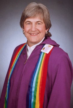 The Rev. Janie Spahr, a self-described ``lesbian evangelist,'' is facing trial in the Presbyterian Church (USA) for marrying same-sex couples in California in 2008, when gay marriage was legal. Religion News Service file photo courtesy of That All May Freely Serve 