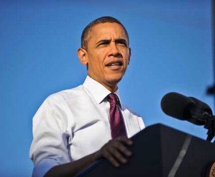 President Barack Obama speaks at Intel's Fab 42 in Chandler, AZ on January 25, 2012. RNS photo courtesy Intel Photos/Flickr  