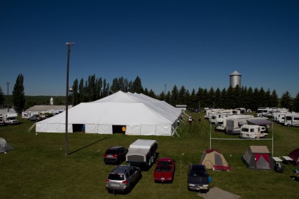 Revival meetings are under way in the largest tent in Eastern Washington. 