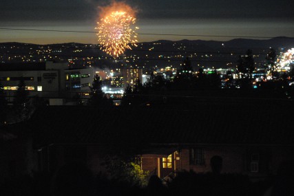 View from St. John's north lawn of Spokane's firework display/Tracy Simmons - SpokaneFAVS