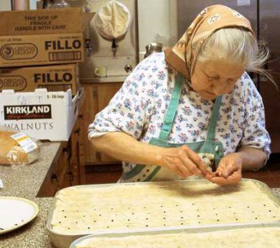 A member of Holy Trinity Greek Orthodos Church prepares baklava. 