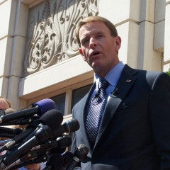 Family Research Council president Tony Perkins speaks outside the Family Research Council Headquarters at 801 G Street, Washington, D.C. August 16. 