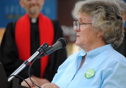 CJ Gibble, of Washington United for Marriage, encourages people to volunteer with local phone banks. 