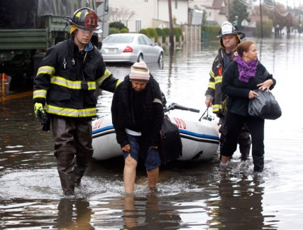 Residents are rescued in Moonachie and Little Ferry , NJ on 10/30/12. 