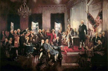 Founding Fathers sign the Constitution/Wikipedia 