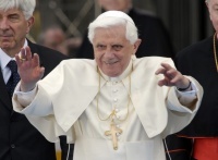 Pope Benedict XVI greets the crowds at a rally for youth and
seminarians at St. Joseph's Seminary in Yonkers, N.Y. Religion News
Service photo by Bill Lyons/The Staten Island Advance.
 