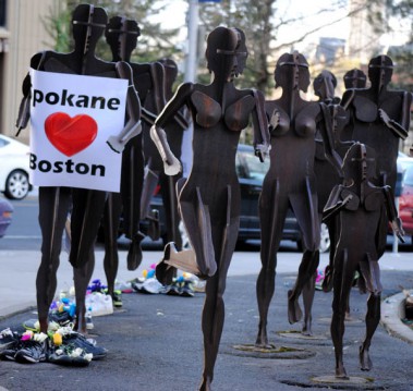 Spokane runners honor Boston Marathon explosion victims. 