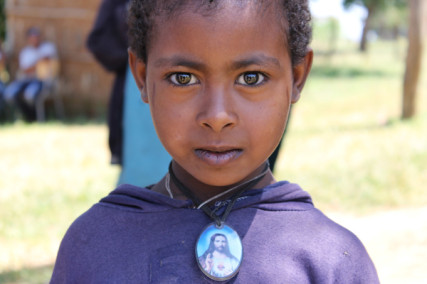Girl at a U.S.-funded project called Empowering New Generations to Improve Nutrition and Economic Opportunities (ENGINE) that compliments the Ethiopian government?s food safety net program in Lalibela, a rural district about 150 km from the urban center of Bahir Dar in northwest Ethiopia 