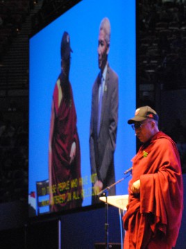 The Dalai Lama delivers a public lecture in Portland. 