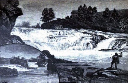 Artist rendering of Spokane Falls, 1888 from the The Great Northwest