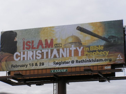 Billboard promoting upcoming lecture