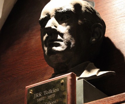 Bust of Tolkien in the chapel of Exeter College, Oxford/Flickr photo by Julian Nitzsche