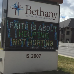 Bethany Presbyterian Church sign/Lindsey Treffry - SpokaneFAVS