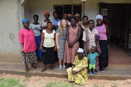 Samantha Briggs with a women's group in Uganda/Contributed