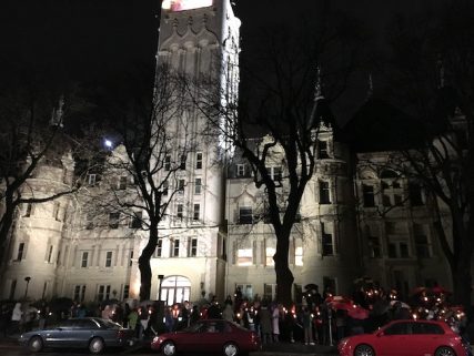 Hundreds participate in a vigil outside the Spokane County Courthouse/Tracy Simmons - SpokaneFAVS